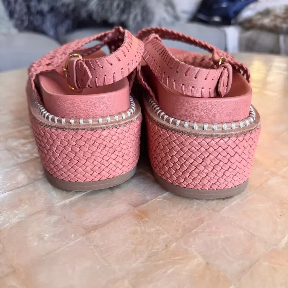Ulla Johnson Gili Platform Flatform sandals shoes braided soft leather sz 39.5